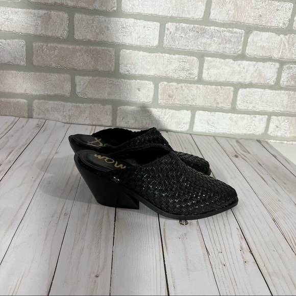 Sam Edelman NEW Karlin Black Woven Leather Mules Size 7.5 - Picture 3 of 10